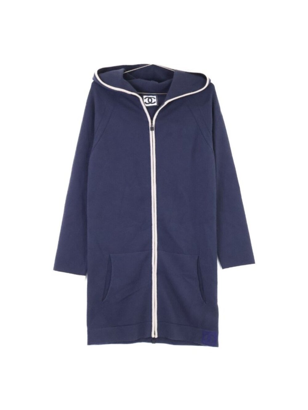 Chanel Sports Cashmere Zip Up Hoodie Long Cardigan 36